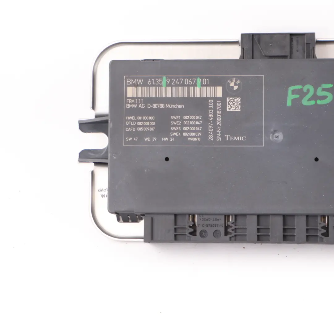 BMW X3 F25 FRM3 Module Commande Éclairage Plancher ECU - SKU 9247067 - Numéro de pièce 9247067