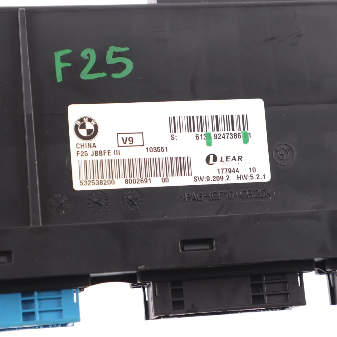 BMW X3 F25 Modulo Controllo Scatola Di Giunzione ECU JBBFE III V9 Lear - SKU 9247386 - Numero di parte 9247386