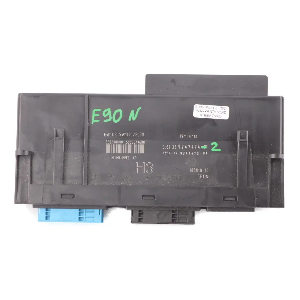 BMW 3 E93 LCI ecu Boite de Jonction Carrosserie Steuermoduls H3 PL2RR - SKU 9247474-2 - Numéro de pièce 9247474