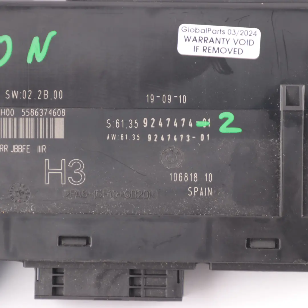 BMW E90 LCI ECU Body Control Module H3 Junction Box PL2RR JBBFE IIIR - SKU 9247474-2 - Part number 9247474