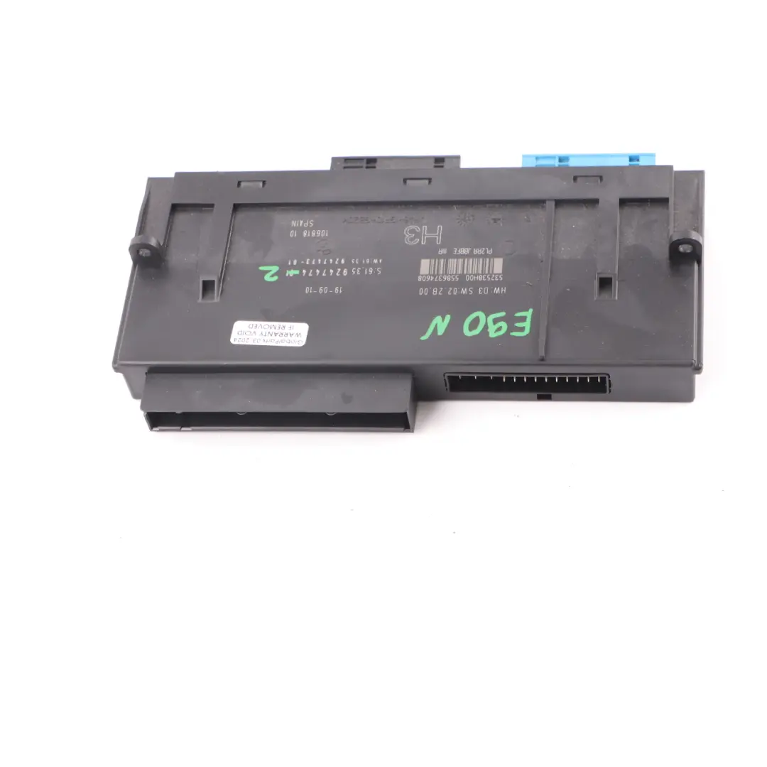 BMW E90 LCI ECU Body Control Module H3 Junction Box PL2RR JBBFE IIIR - SKU 9247474-2 - Part number 9247474
