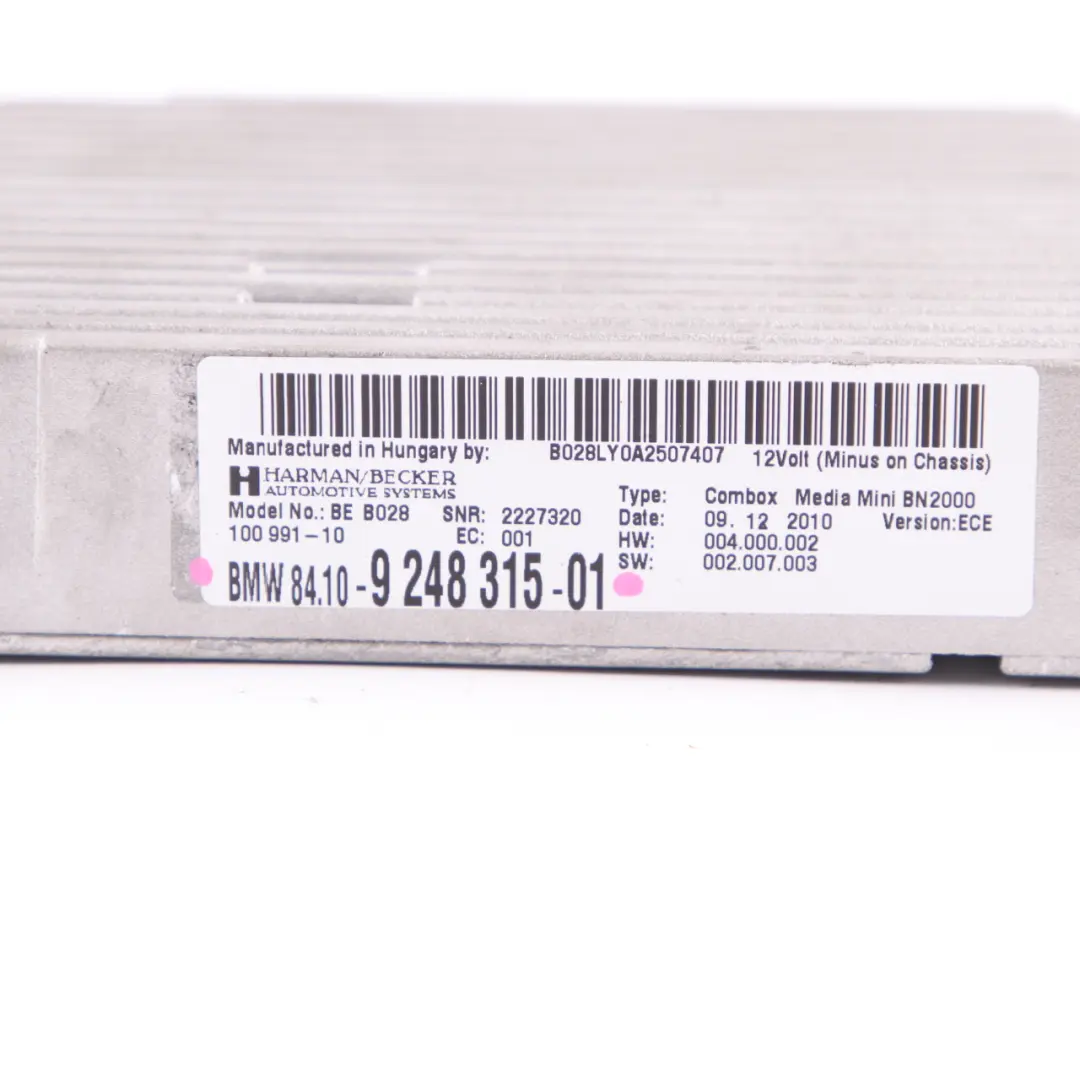 Bluetooth Combox Control Module Audio ECU Harman Becker Mini R57 R58 R60 - SKU 9248315 - Part number 9248315