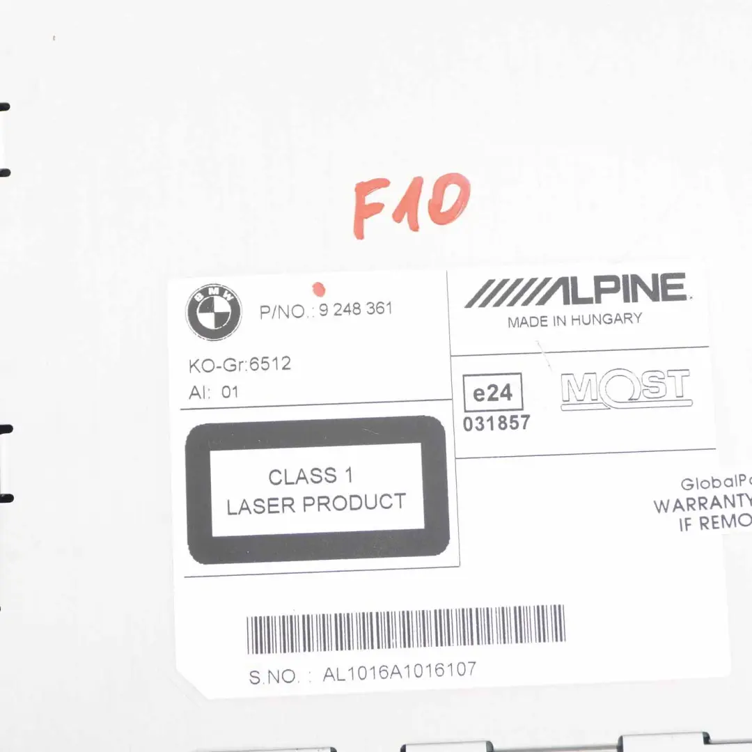 BMW F10 F11 F20 F21 F25 F30 F31 Alpine CD Champ 2 Radio - SKU 9248361 - Numéro de pièce 9248361