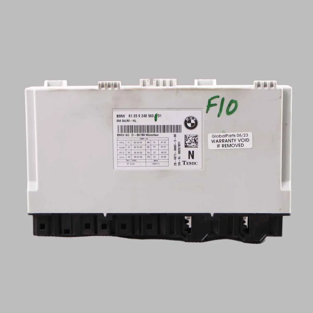 Front Seat Control Unit Module Memory ECU to BMW F10 with Part number 9248563 BMW F10 Front Seat Control Unit Module Memory ECU - SKU 9248563 - Part number 9248563