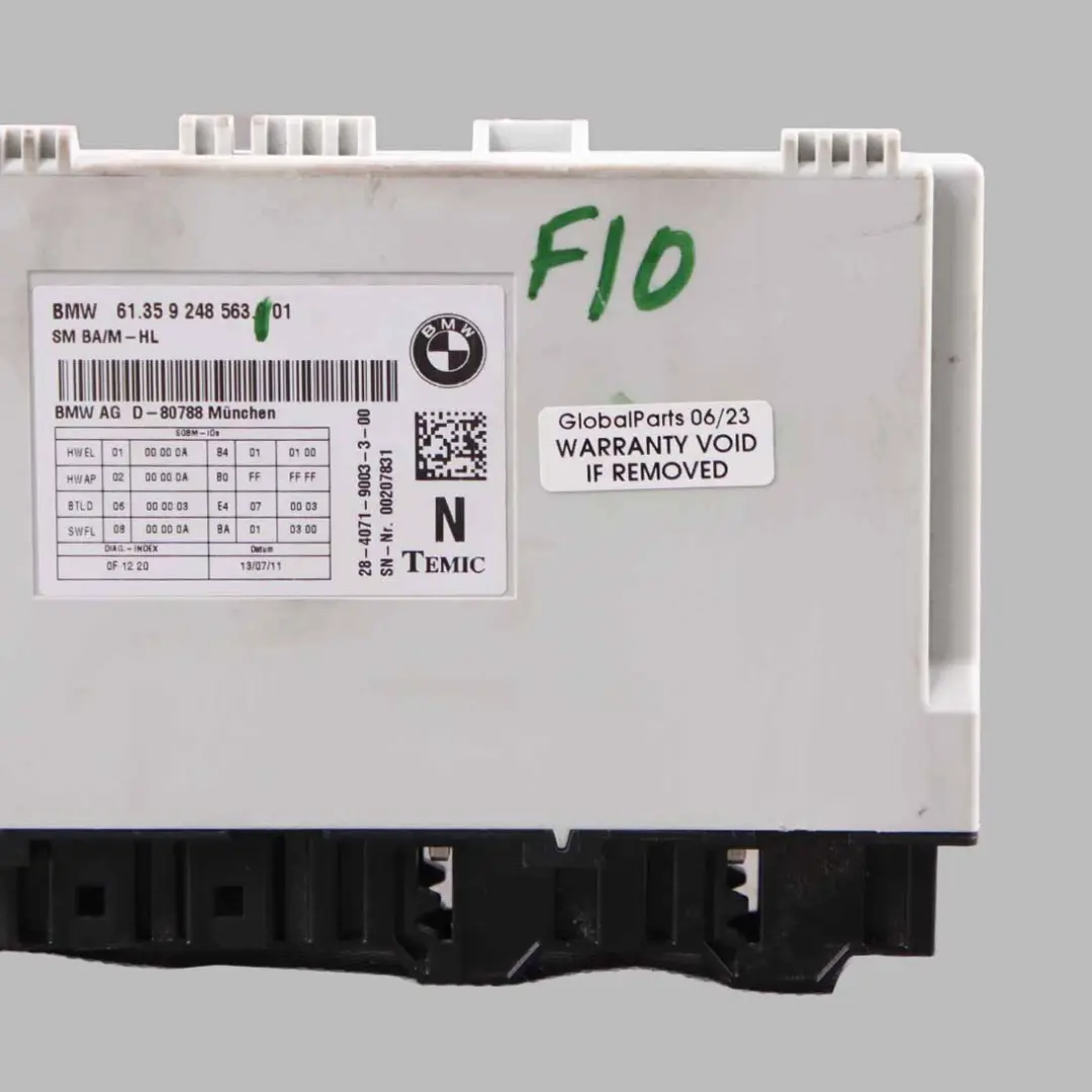 Front Seat Control Unit Module Memory ECU to BMW F10 with Part number 9248563 BMW F10 Front Seat Control Unit Module Memory ECU - SKU 9248563 - Part number 9248563