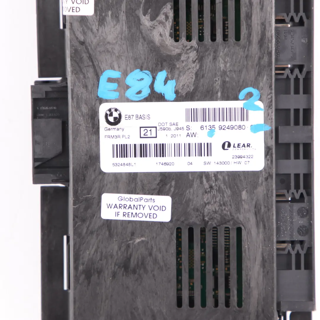  Footwell Module BMW E84 Light Control Unit ECU Lear FRM3R PL2 - SKU 9249080-2 - Part number 9249080