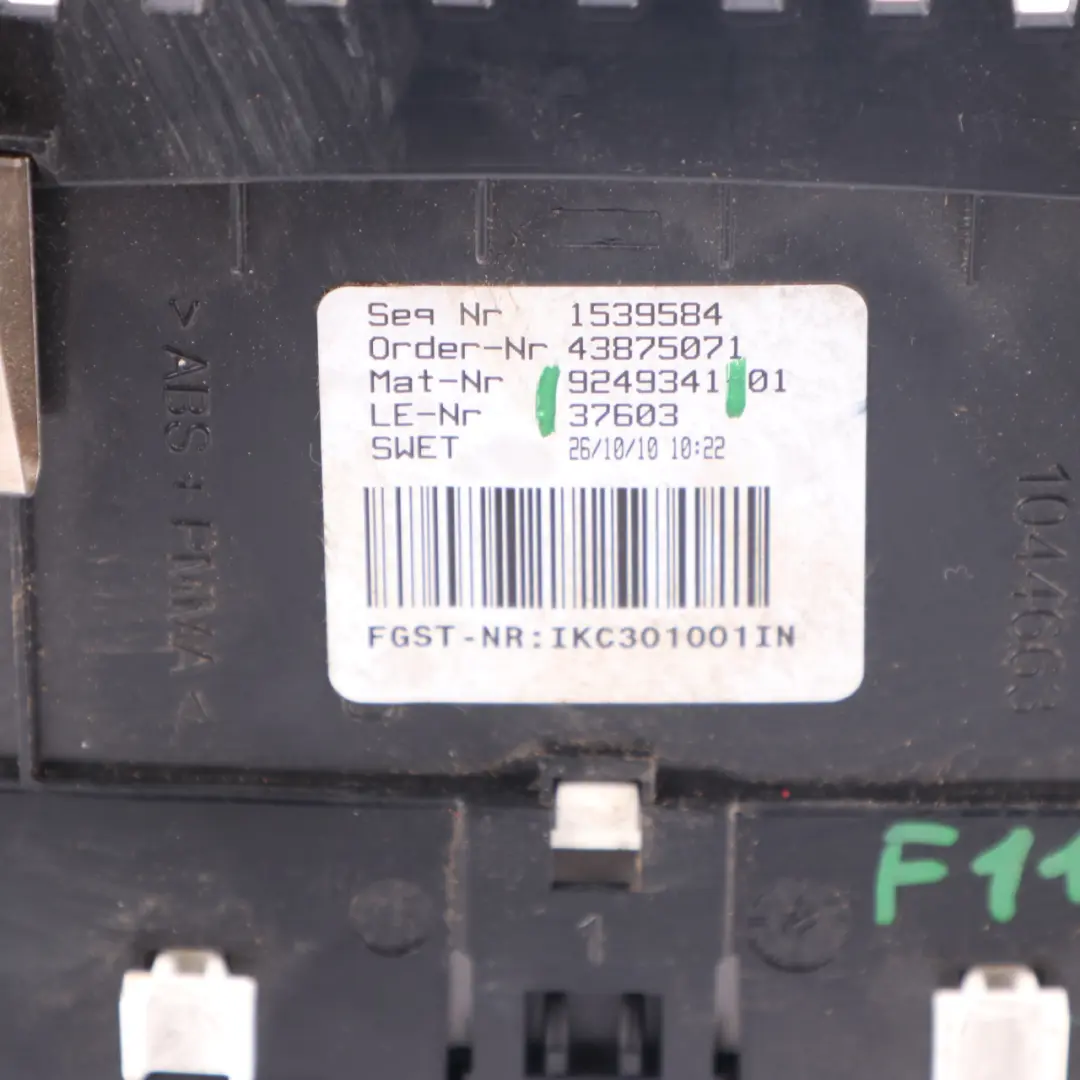 Speedo Clocks Unit Instrument Cluster MANUAL to BMW F11 Diesel with Part number 9249341 BMW F11 Diesel Speedo Clocks Unit Instrument Cluster MANUAL - SKU 9249341 - Part number 9249341