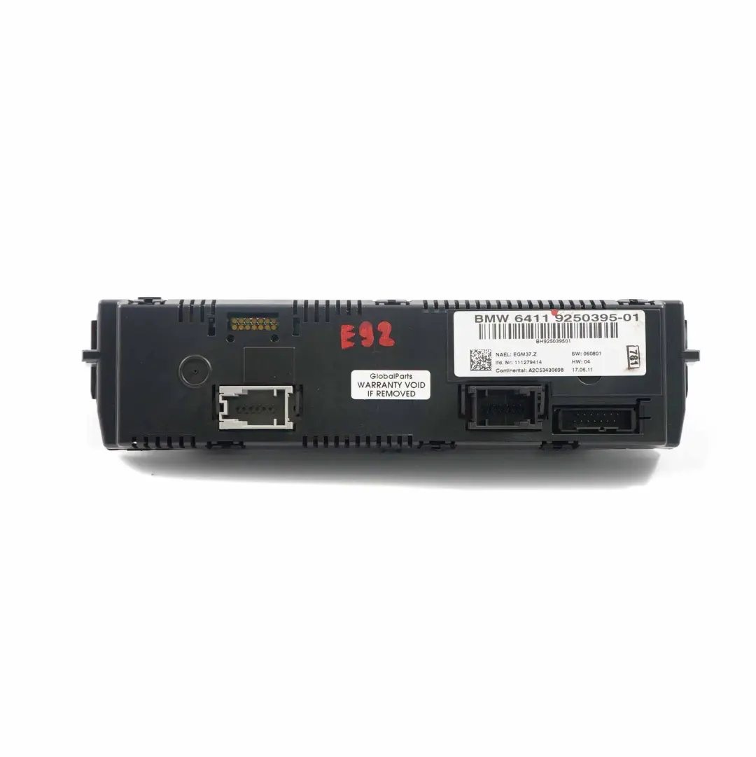 BMW E92 E93 Automatique Chauffage Climatisation Panneau Contrôle A/C - SKU 9250395 - Numéro de pièce 9250395