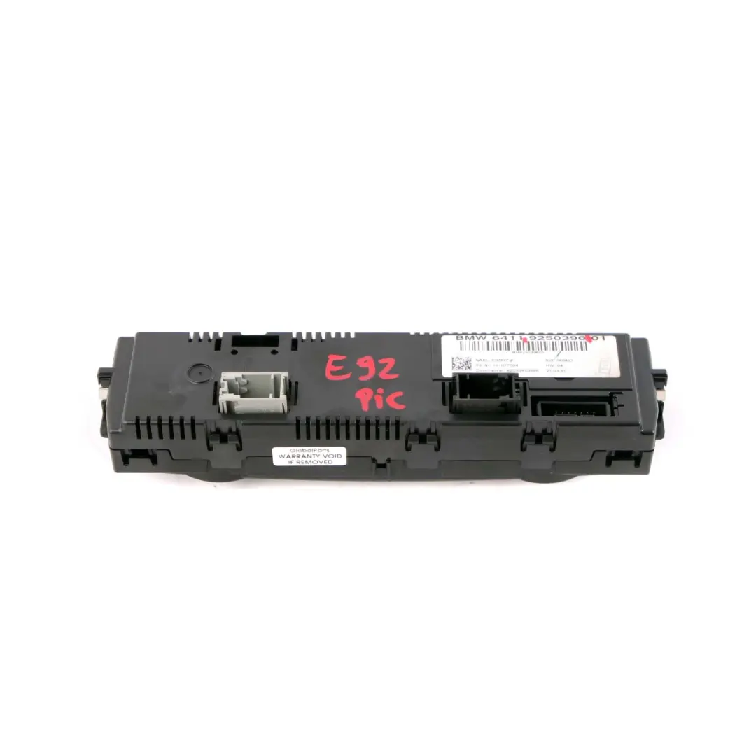 Pannello controllo aria condizionata automatica per BMW E92 E93 con numero di parte 9250396 BMW E92 E93 Pannello controllo aria condizionata automatica - SKU 9250396 - Numero di parte 9250396