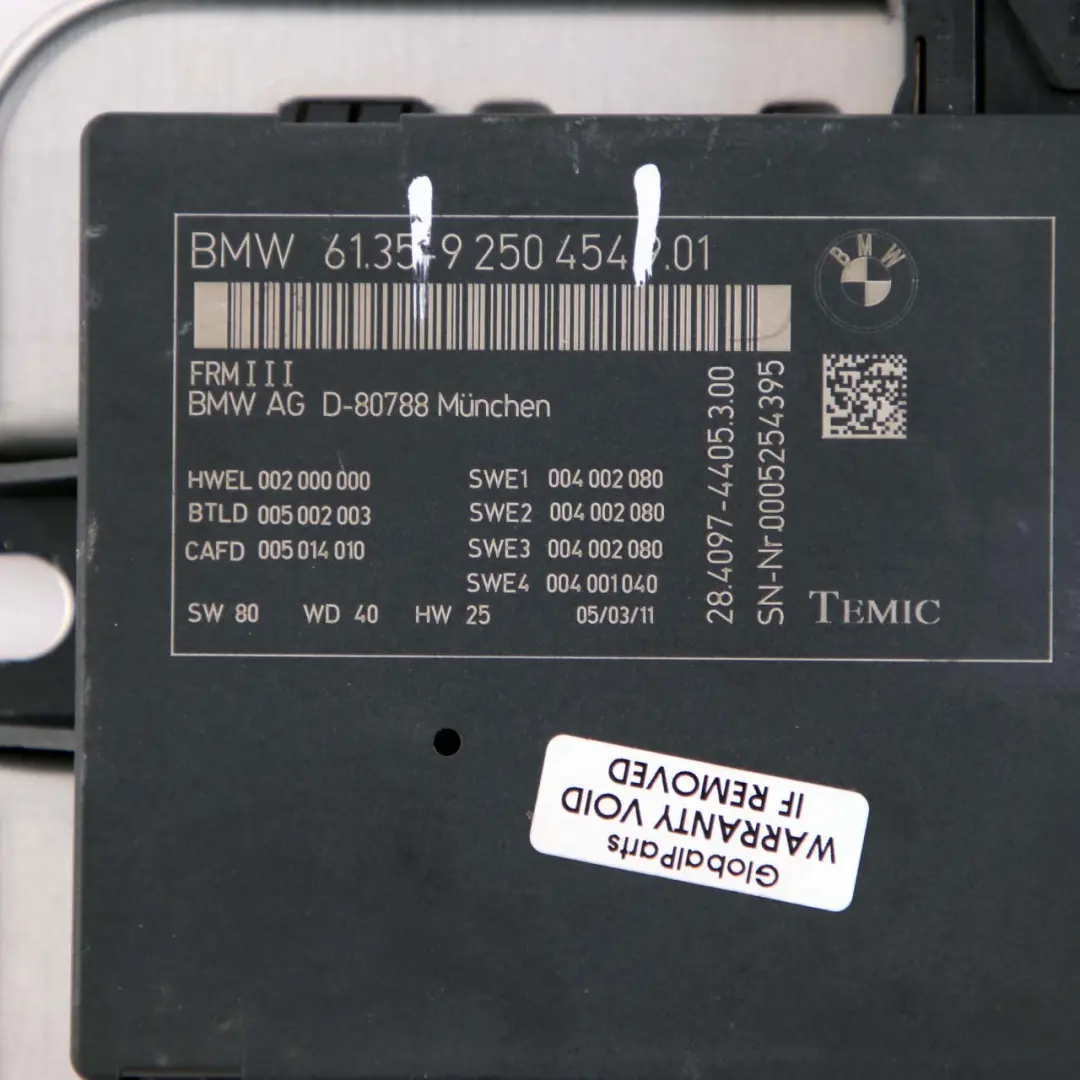 BMW 5 Series F10 Light Control Footwell Module ECU Unit FRM3 - SKU 9250454 - Part number 9250454