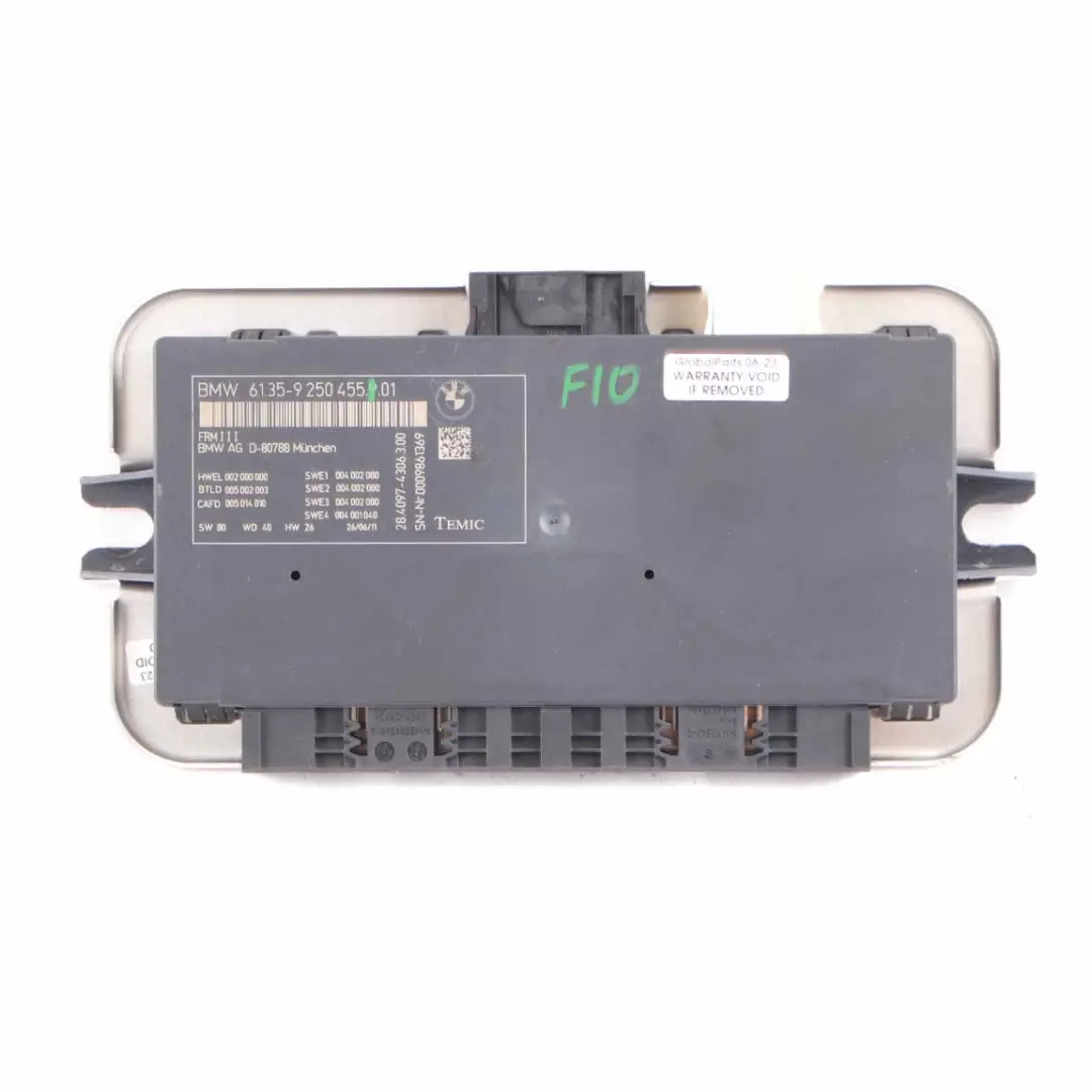 Footwell Light Control Module ECU Unit FRM3 TEMIC to BMW F10 with Part number 9250455 BMW F10 Footwell Light Control Module ECU Unit FRM3 TEMIC - SKU 9250455 - Part number 9250455
