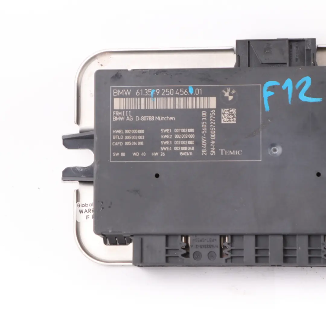 Fußraumleuchte Modul Steuergerät ECU FRM3 für BMW F12 mit Teilenummer 9250456 BMW F12 Fußraumleuchte Modul Steuergerät ECU FRM3 - SKU 9250456 - Teilenummer 9250456