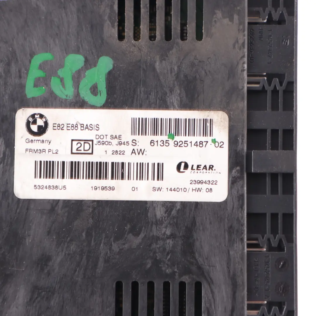 BMW E88 Module Commande D'éclairage Plancher L'habitacle ECU BASIS FRM3R - SKU 9251487-1 - Numéro de pièce 9251487