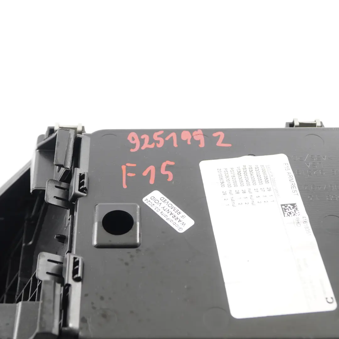  Oddments Tablett BMW F15 F16 Mittelkonsole Armlehne Ablage Leder Schwarz - SKU 9251992 - Teilenummer 9251992