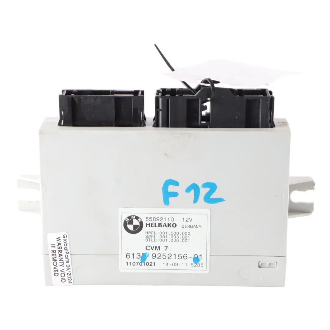 Folding Top Roof ECU Module Control Unit CVM to BMW F12 Convertible with Part number 9252156 BMW F12 Convertible Folding Top Roof ECU Module Control Unit CVM - SKU 9252156 - Part number 9252156