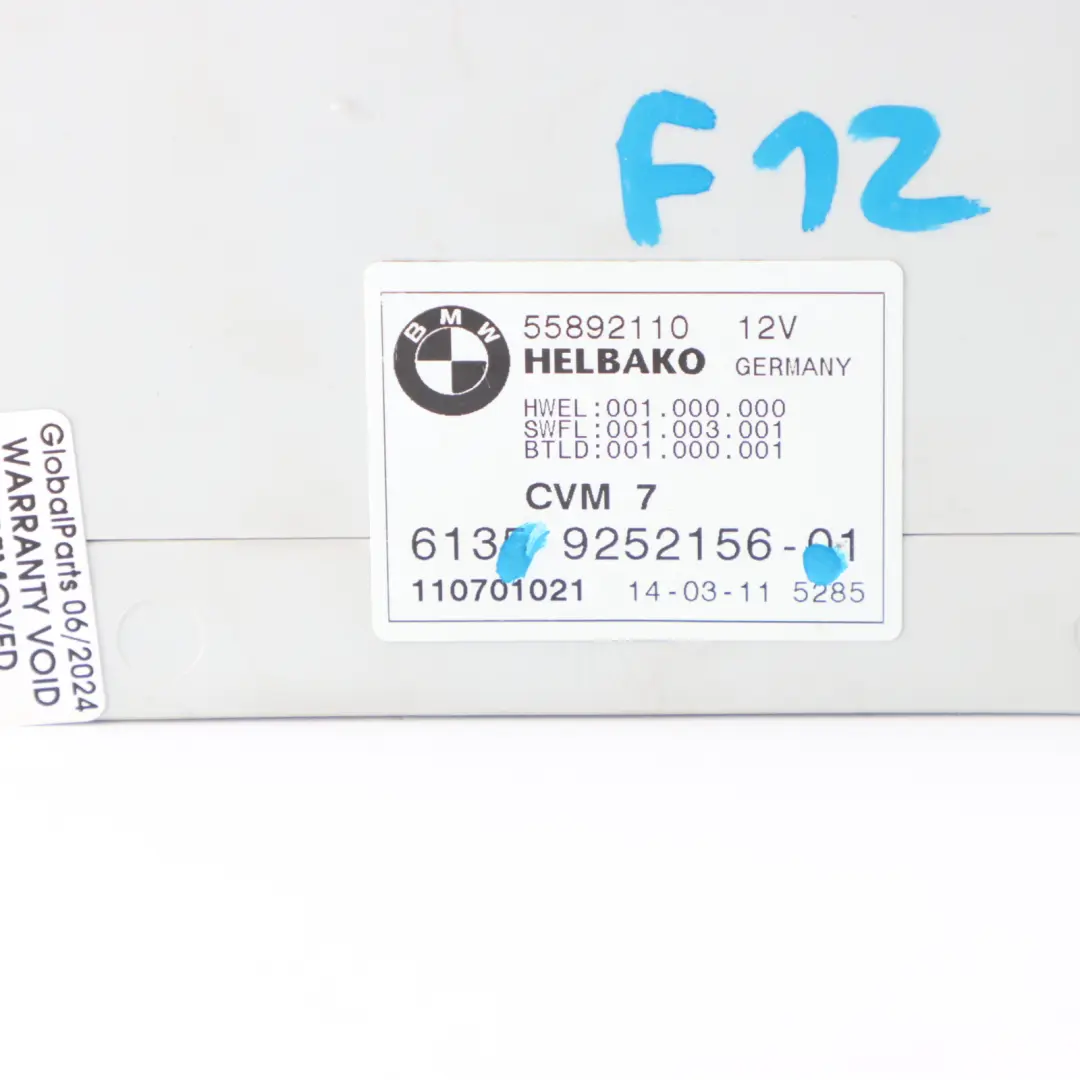 Folding Top Roof ECU Module Control Unit CVM to BMW F12 Convertible with Part number 9252156 BMW F12 Convertible Folding Top Roof ECU Module Control Unit CVM - SKU 9252156 - Part number 9252156