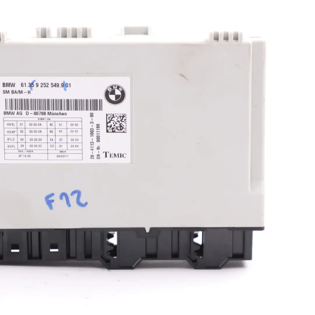 BMW F12 Front Seat Control Unit Module Memory ECU - SKU 9252549 - Part number 9252549