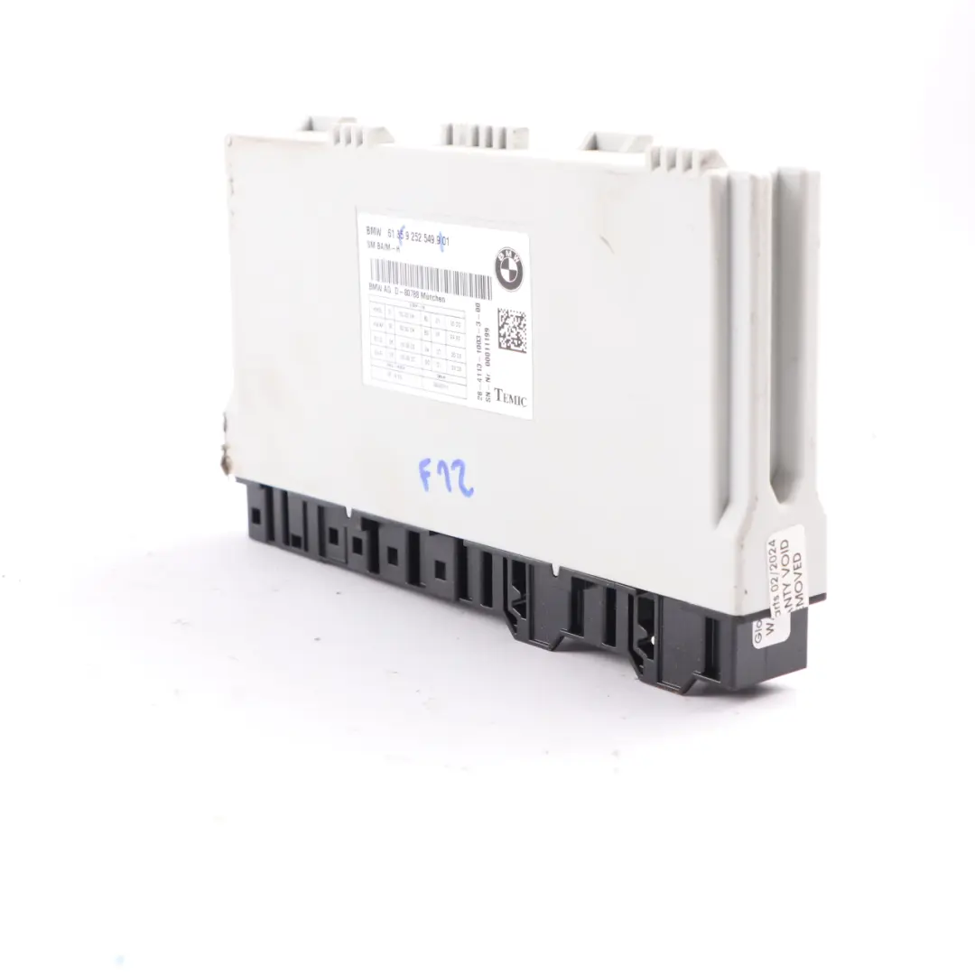 BMW F12 Vorder Sitz Steuer Gerät Modul Speicher ECU - SKU 9252549 - Teilenummer 9252549