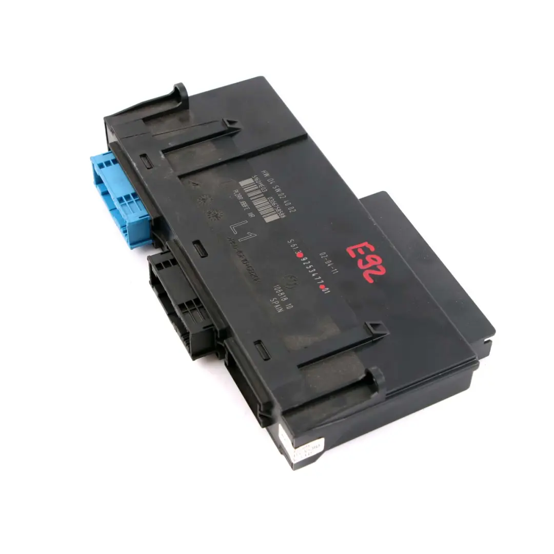 BMW E92 ECU Modulo controllo corpo Scatola giunzione L1 PL2RR JBBFE IIIR - SKU 9253477 - Numero di parte 9253477