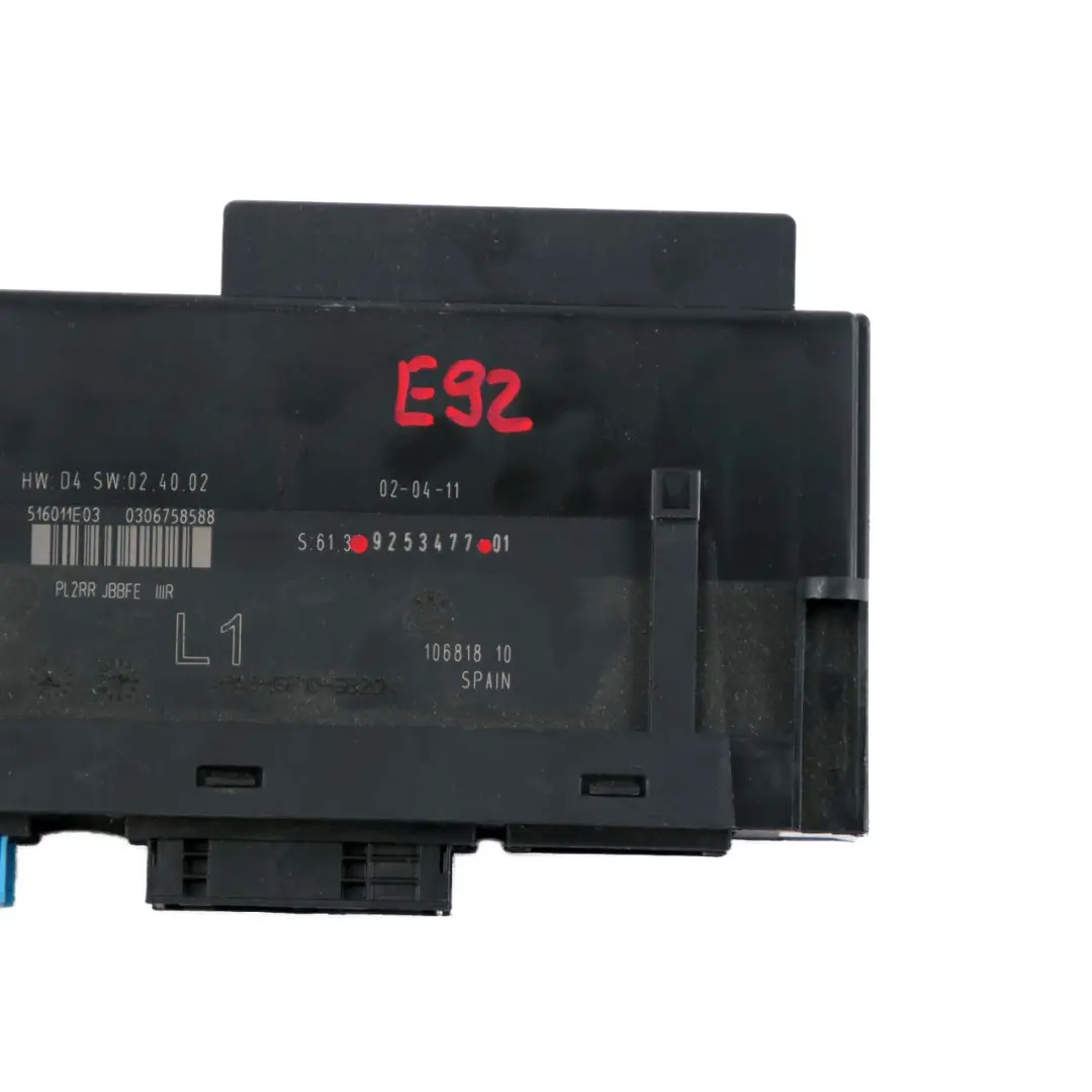 BMW E92 ECU Body Control Module Junction Box L1 PL2RR JBBFE IIIR - SKU 9253477 - Part number 9253477
