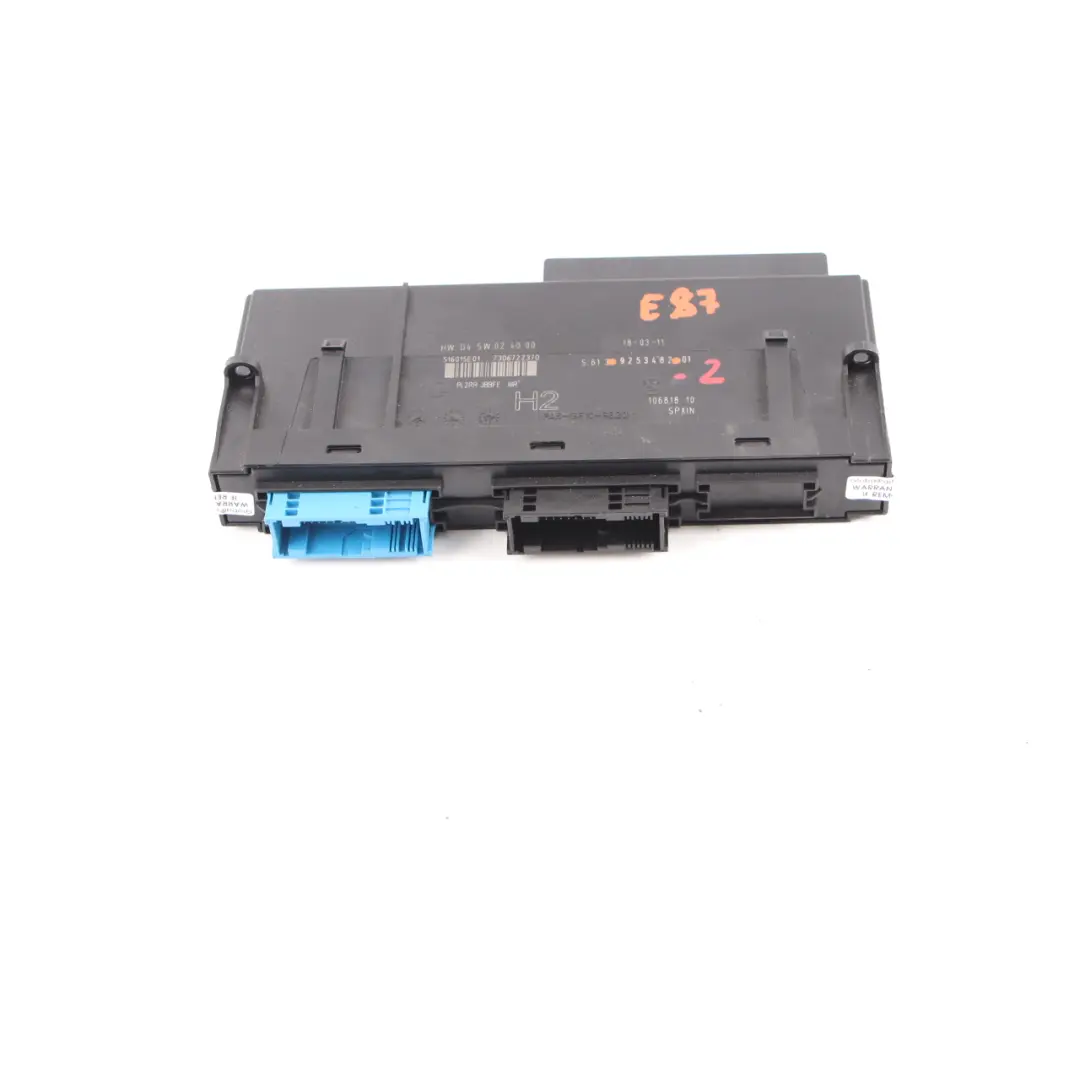 Boîtier Jonction Module Commande Carrosserie H2 PL2RR JBBFE IIIR pour BMW E87 à propos du numéro de pièce 9253482 BMW E87 Boîtier Jonction Module Commande Carrosserie H2 PL2RR JBBFE IIIR - SKU 9253482-2 - Numéro de pièce 9253482