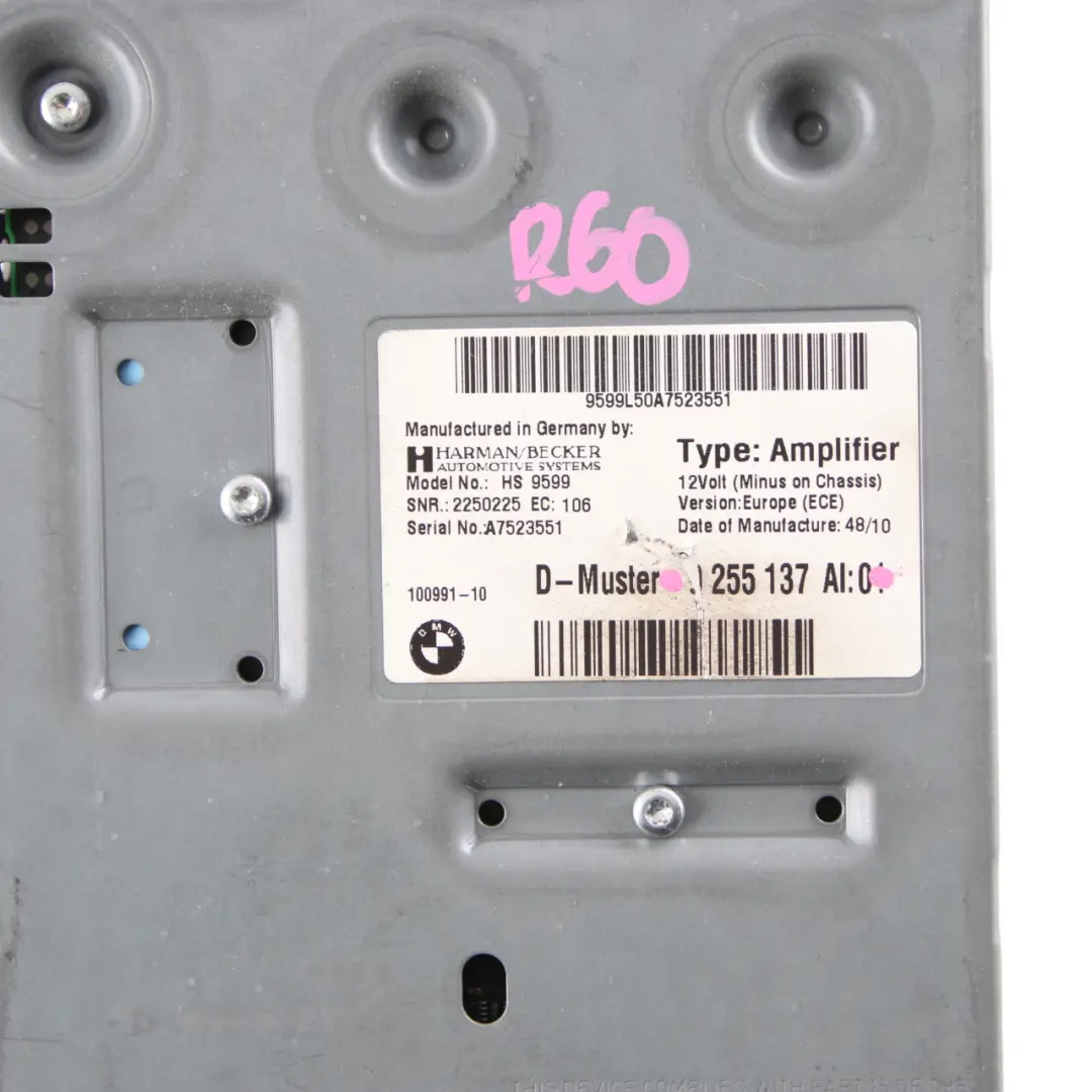 Audio-Verstärker Harman Becker Radio AMP für Mini R57 R58 R60 mit Teilenummer 9255137 Mini R57 R58 R60 Audio-Verstärker Harman Becker Radio AMP - SKU 9255137 - Teilenummer 9255137