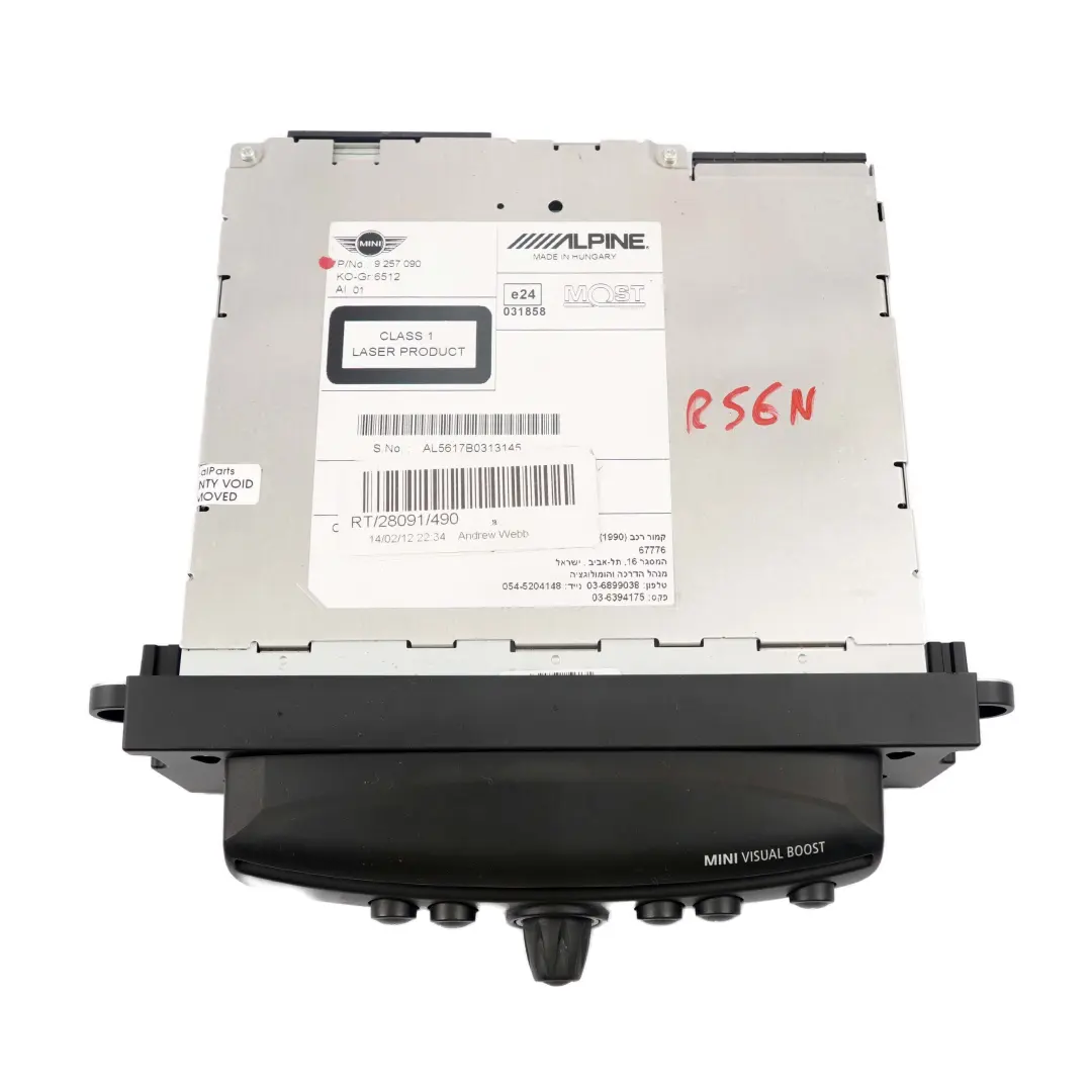 Mini Navigation Head Unit R55 R56 R57 LCI R60 R61 Champ Sat Nav Dab - SKU 9257090 - Numero di parte 9257090