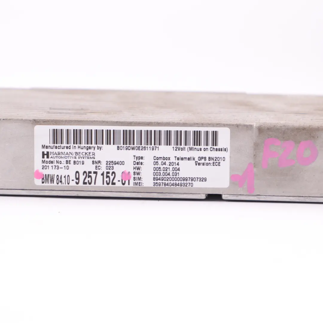 BMW 1 2 3 5 Series F10 F20 F22 F30 Combox Telematics Gps Module - SKU 9257152-1 - Numéro de pièce 9257152