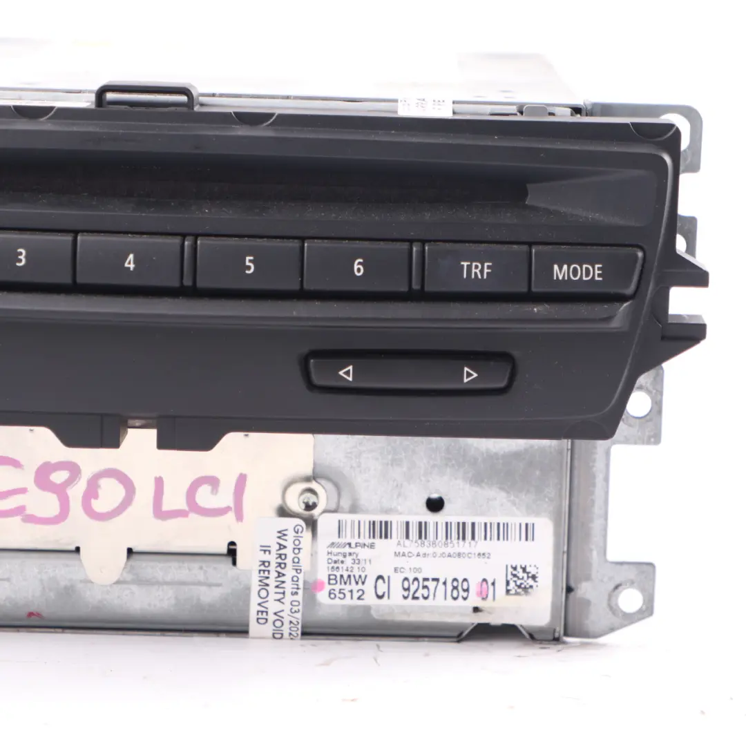 Head Unit BMW E90 E91 LCI Radio CD Player Navigation Sat Nav Alpine to with Part number 9257189 Head Unit BMW E90 E91 LCI Radio CD Player Navigation Sat Nav Alpine - SKU 9257189 - Part number 9257189