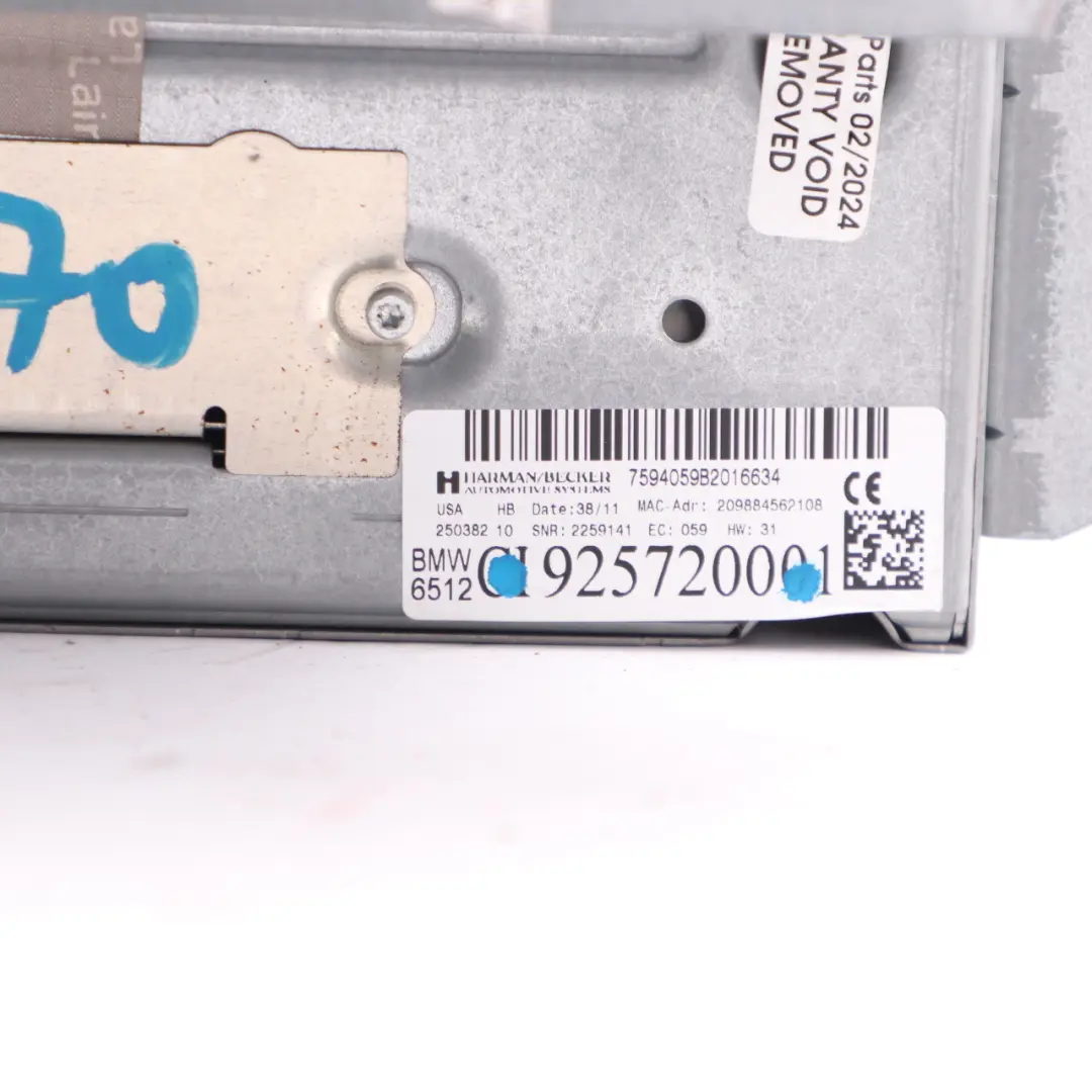 BMW X5 E70 CD Unidad Principal Reproductor CIC DAB Navegación - SKU 9257200 - Número de pieza 9257200