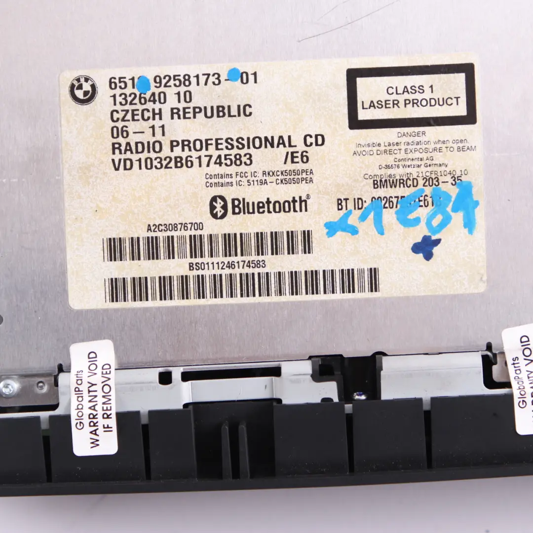  Radio CD BMW E87 E90 E91 LCI Professional Bluetooth Player Control Unit - SKU 9258173 - Número de pieza 9258173