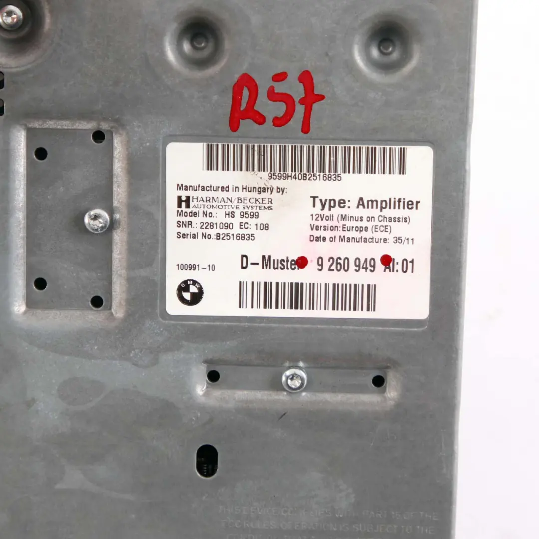 Amplifier Control Unit Hifi Harman Kardon to Mini Cooper R57 R58 R60 R61 with Part number 9260949 Mini Cooper R57 R58 R60 R61 Amplifier Control Unit Hifi Harman Kardon - SKU 9260949 - Part number 9260949