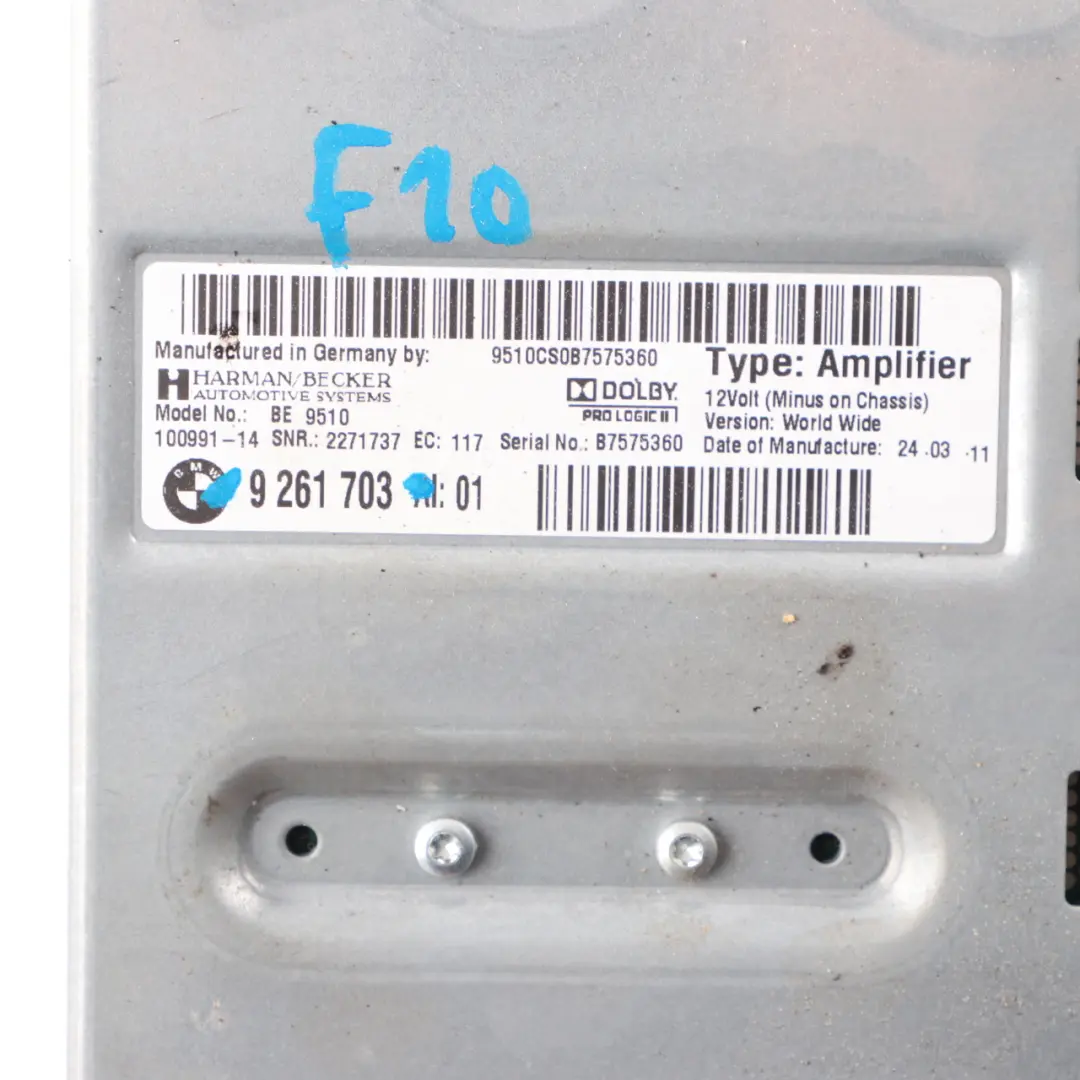 Amplificador audio BMW F10 F11 F12 Harman Kardon Top HIFI Unidad sonido para con número de pieza 9261703 Amplificador audio BMW F10 F11 F12 Harman Kardon Top HIFI Unidad sonido - SKU 9261703 - Número de pieza 9261703