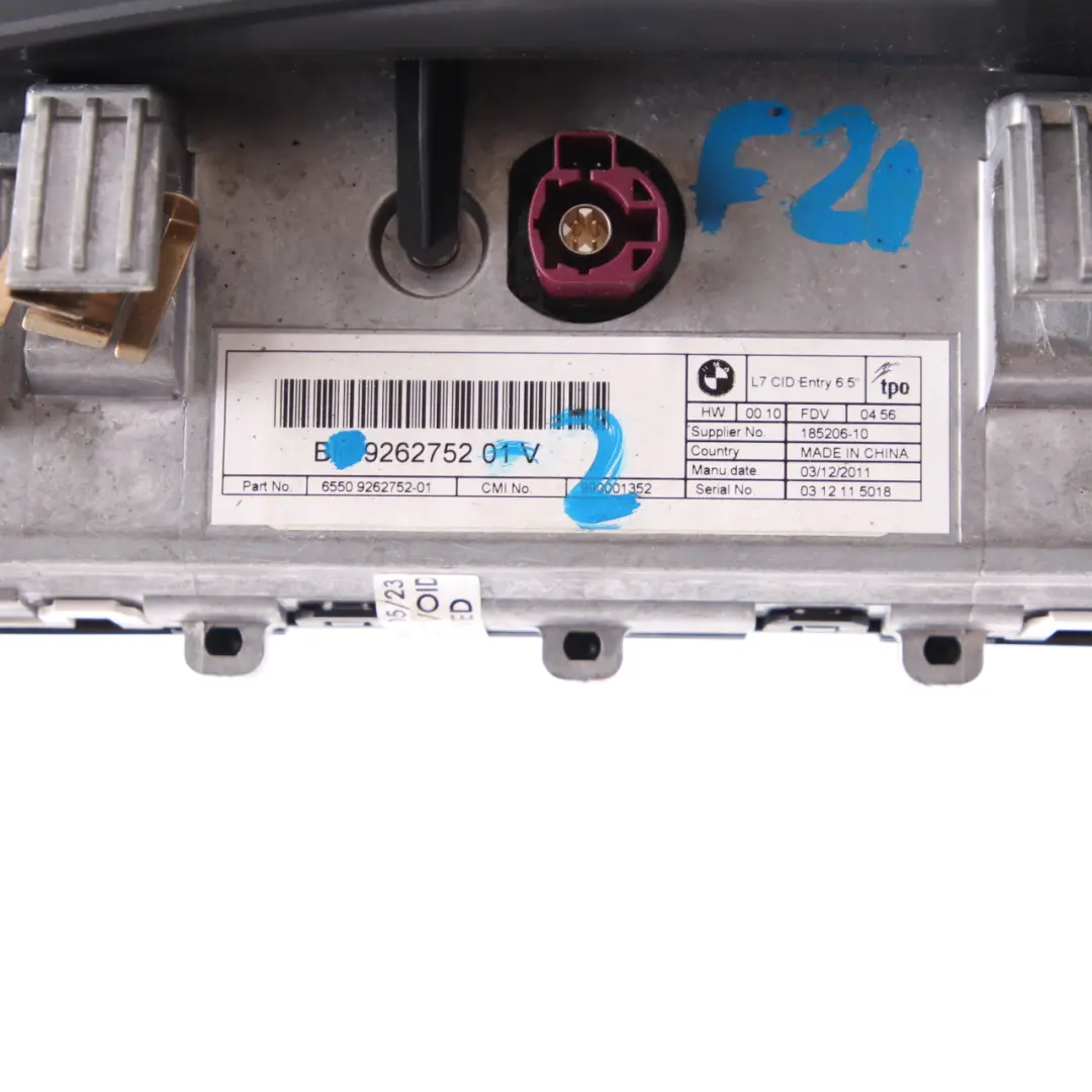 Display Screen BMW F20 F21 F22 Central Information Display Screen 6,5" to with Part number 9262752 Display Screen BMW F20 F21 F22 Central Information Display Screen 6,5" - SKU 9262752-2 - Part number 9262752