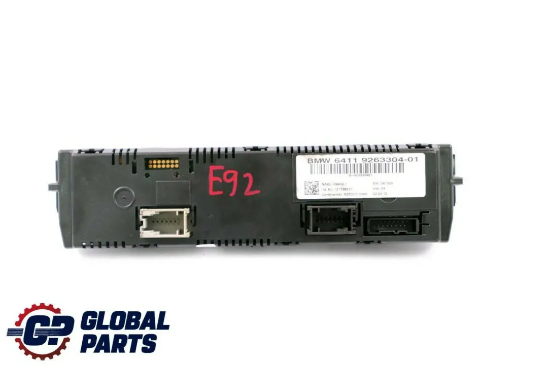 BMW 3 E92 E93 LCI Automatic Heater Air Conditioning A/C Control Panel - SKU 9263304 - Part number 9292264
