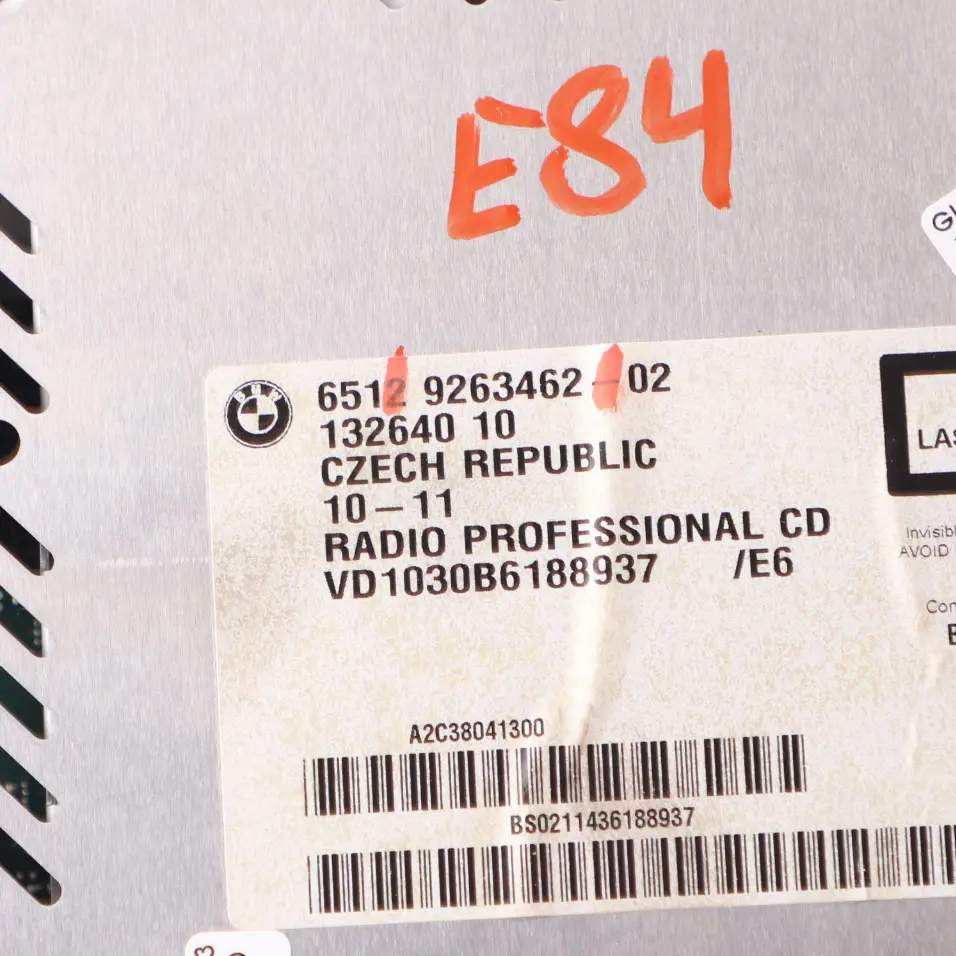 Radio Player BMW E81 E87 E90 E91 E92 Professional CD Control Head Unit to with Part number 9263462 Radio Player BMW E81 E87 E90 E91 E92 Professional CD Control Head Unit - SKU 9263462 - Part number 9263462