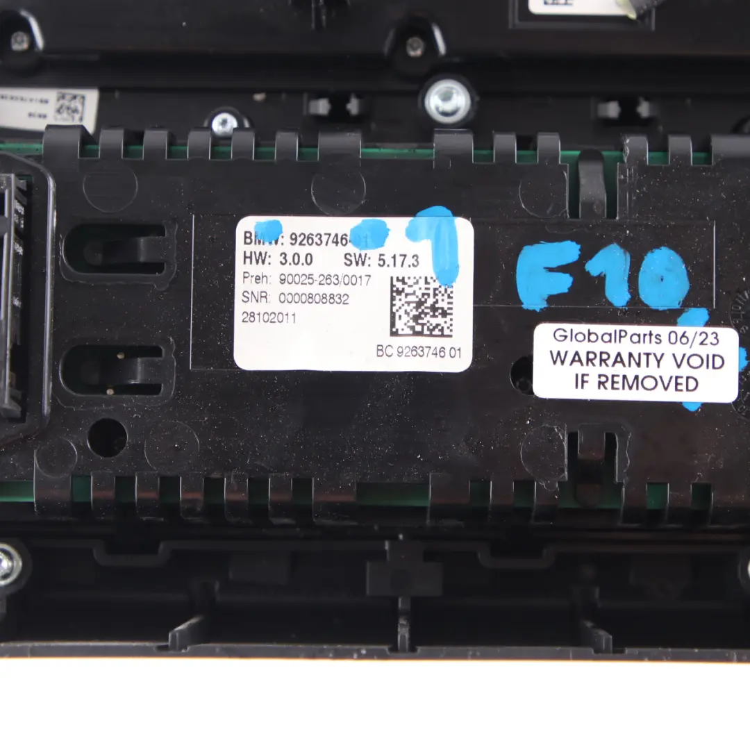 BMW F10 Radio Aria Condizionata Automatica A/C Interruttore Controllo Pannello - SKU 9263746-1 - Numero di parte 9263746