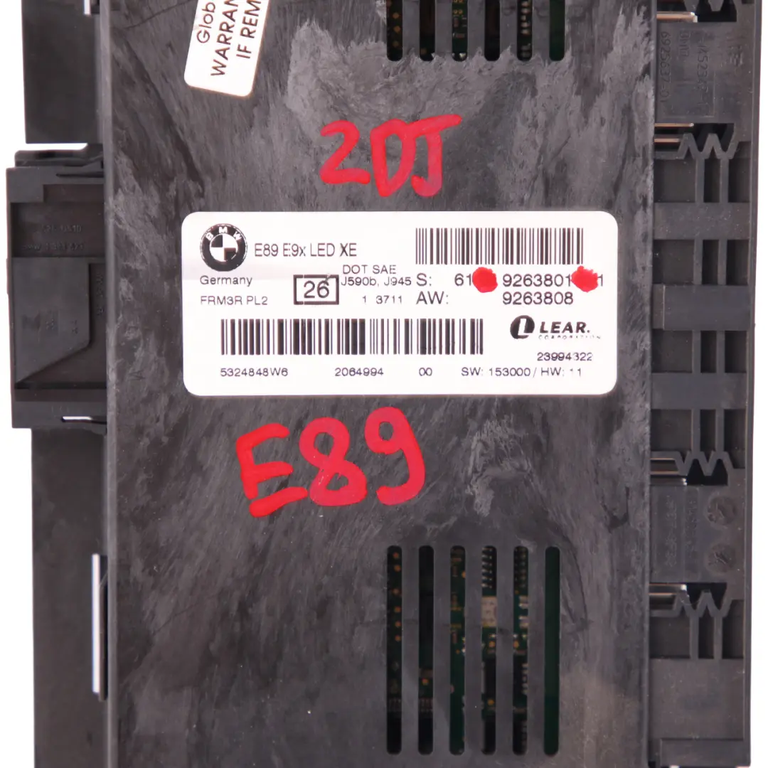 BMW Z4 E89 Unidad Control Módulo ECU Luz Habitáculo Lear FRM3R PL2 - SKU 9263801 - Número de pieza 9263801