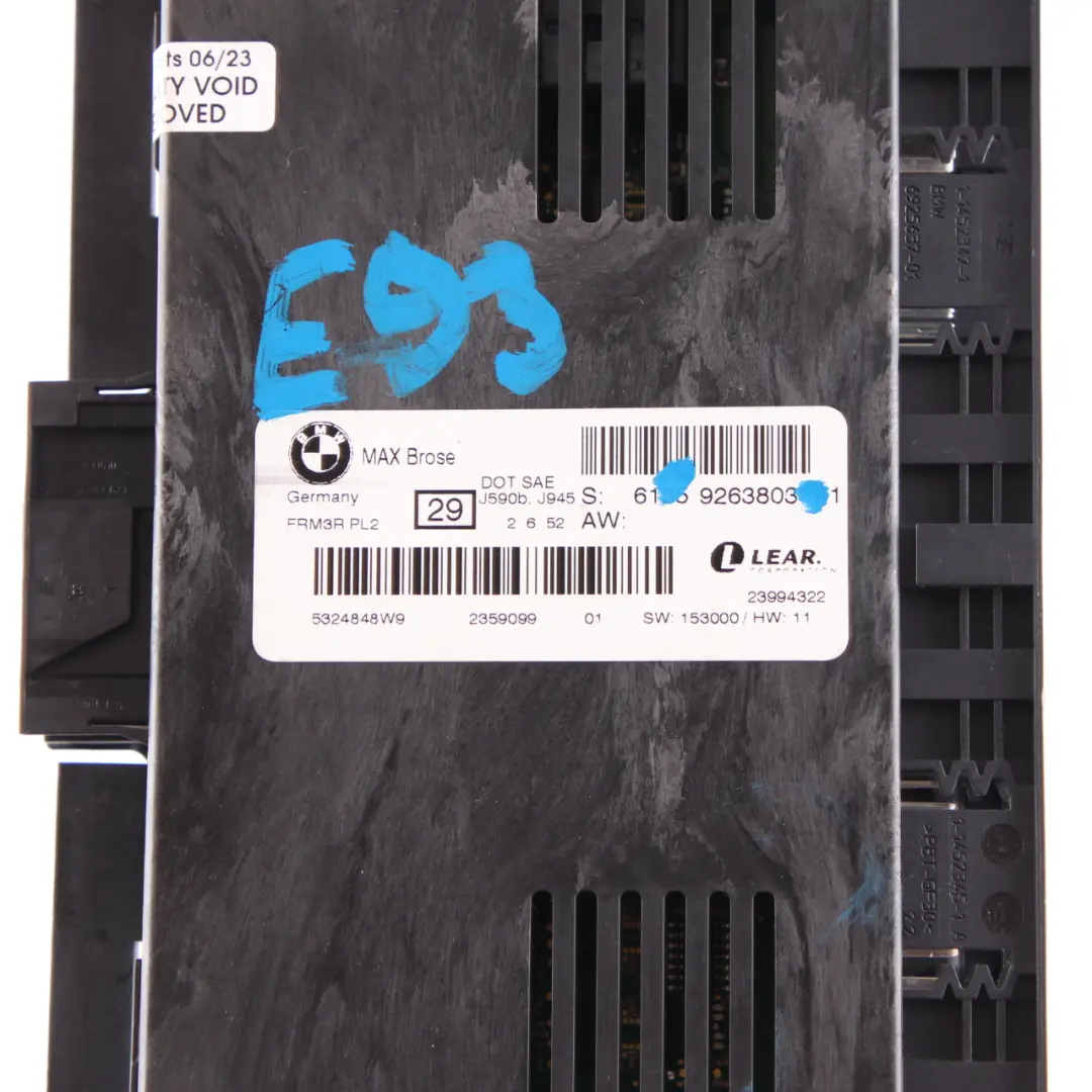 Brose Footwell Light Module Control Unit FRM3R PL2 Lear to BMW E93 Max with Part number 9263803 BMW E93 Max Brose Footwell Light Module Control Unit FRM3R PL2 Lear - SKU 9263803 - Part number 9263803