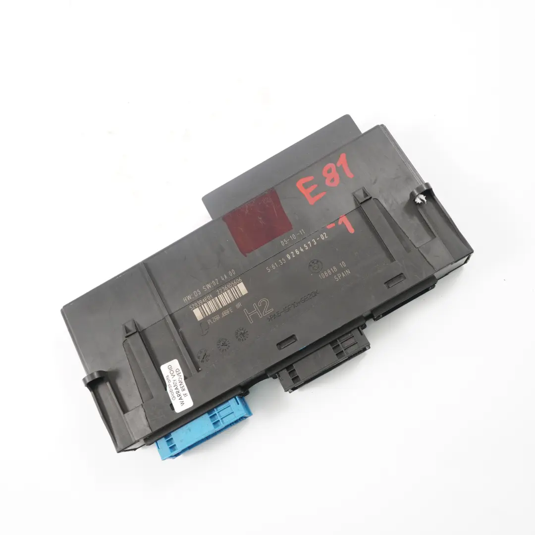ECU Corpo Modulo Controllo Scatola Giunzione H2 PL2 RR JBBFE per BMW E81 con numero di parte 9264573 BMW E81 ECU Corpo Modulo Controllo Scatola Giunzione H2 PL2 RR JBBFE - SKU 9264573-1 - Numero di parte 9264573