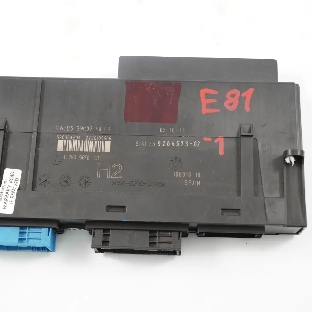ECU Body Control Module Unit Junction Box H2 PL2 RR JBBFE to BMW E81 with Part number 9264573 BMW E81 ECU Body Control Module Unit Junction Box H2 PL2 RR JBBFE - SKU 9264573-1 - Part number 9264573
