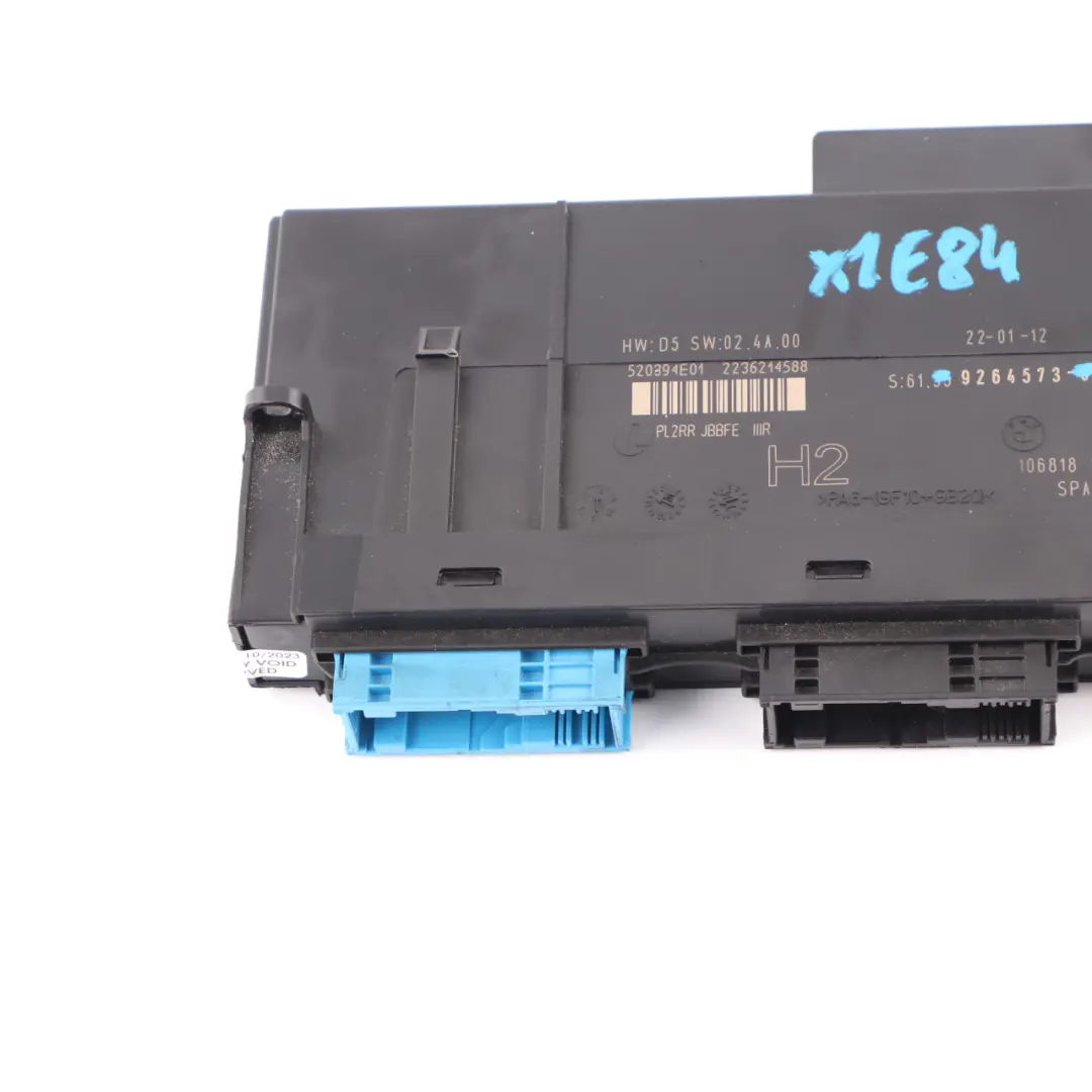 ECU Corpo Modulo di controllo Scatola H2 PL2RR JBBFE IIIR per BMW X1 E84 con numero di parte 9264573 BMW X1 E84 ECU Corpo Modulo di controllo Scatola H2 PL2RR JBBFE IIIR - SKU 9264573-2 - Numero di parte 9264573