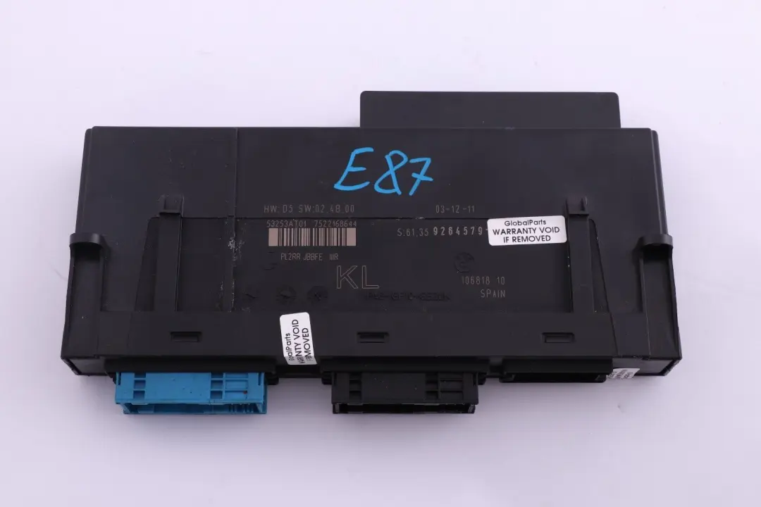 ECU Body Control Module Unit KL PL2RR JBBFE 6135 to BMW 1 Series E87 with Part number 9264579 BMW 1 Series E87 ECU Body Control Module Unit KL PL2RR JBBFE 6135 - SKU 9264579 - Part number 9264579