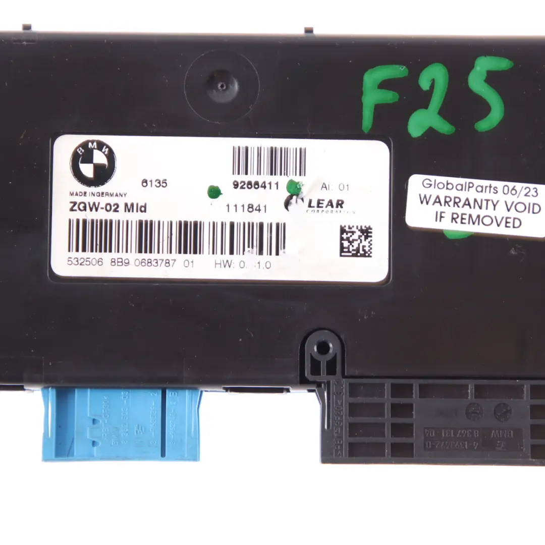 BMW X3 F25 Central Gateway Module Control Unit Lear ZGW-02 MID - SKU 9266411 - Part number 9266411