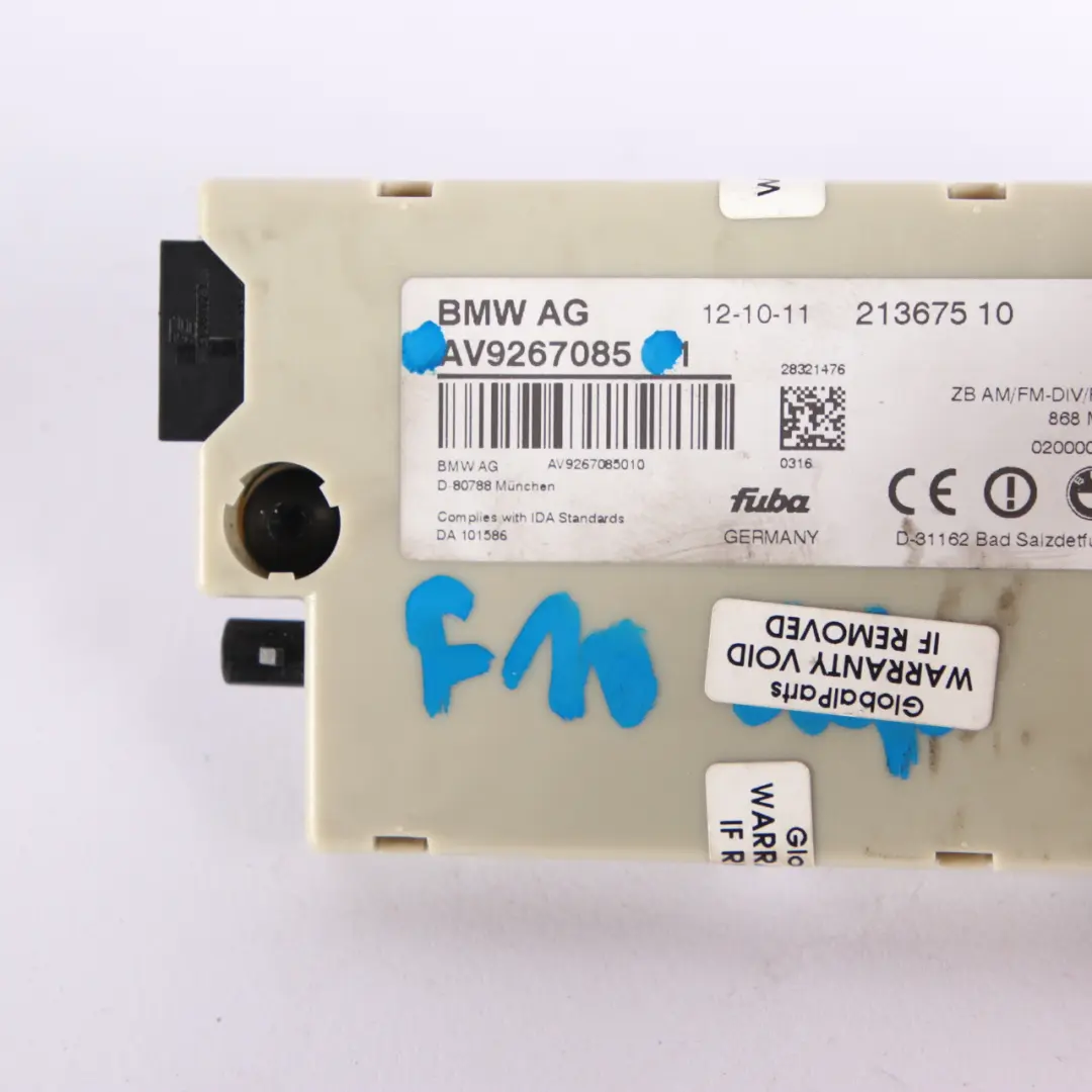 Antenna Amplifier BMW F01 F10 F13 Aeral Diversity 868 MHZ Control Unit to with Part number 9267085 Antenna Amplifier BMW F01 F10 F13 Aeral Diversity 868 MHZ Control Unit - SKU 9267085 - Part number 9267085
