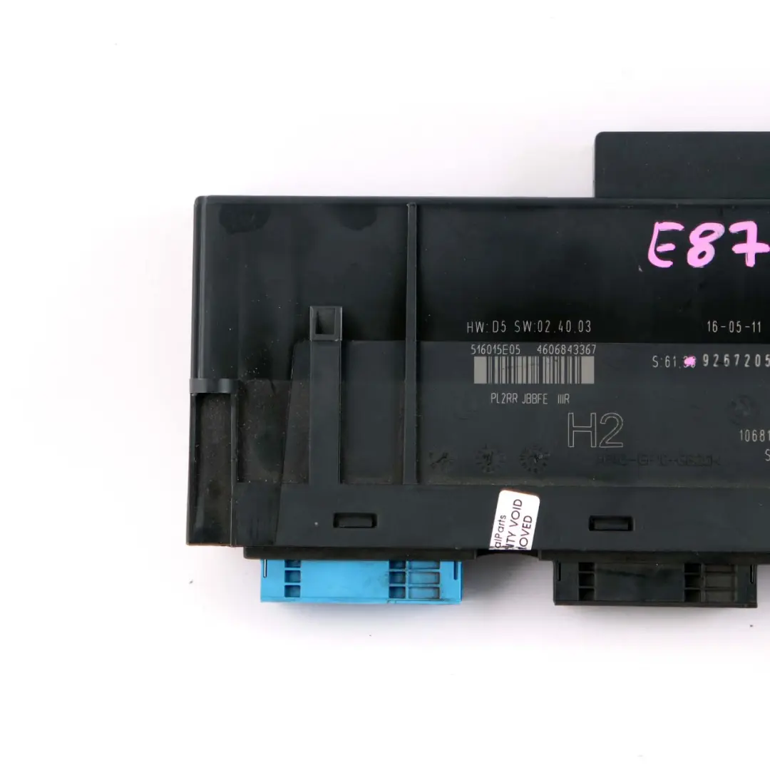 BMW E87 LCI ECU Body Control Modul Anschlussdose H2 PL2RR JBBFE IIIR - SKU 9267205-1 - Teilenummer 9267205