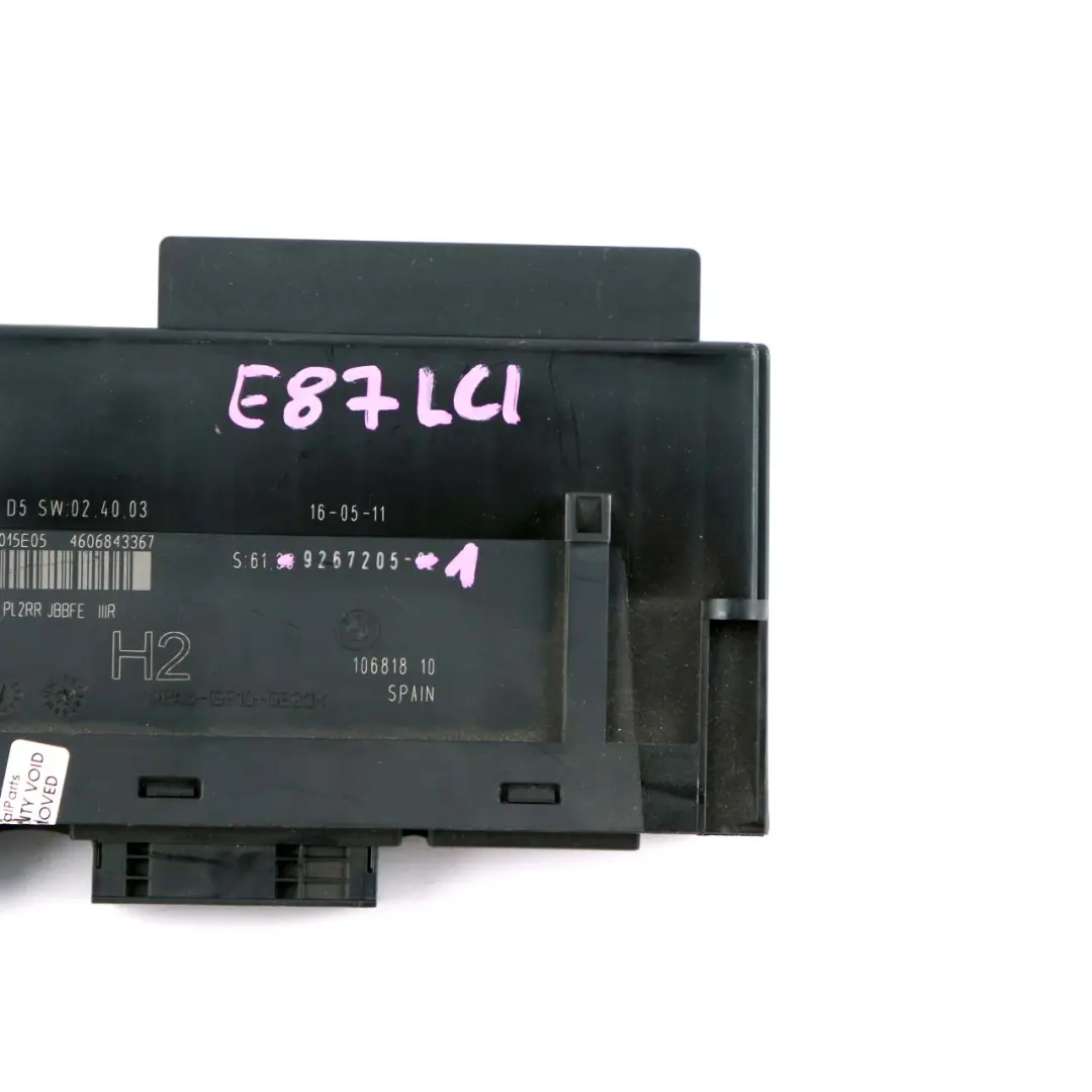 BMW E87 LCI ECU Módulo Control Cuerpo Caja Conexiones - SKU 9267205-1 - Número de pieza 9267205