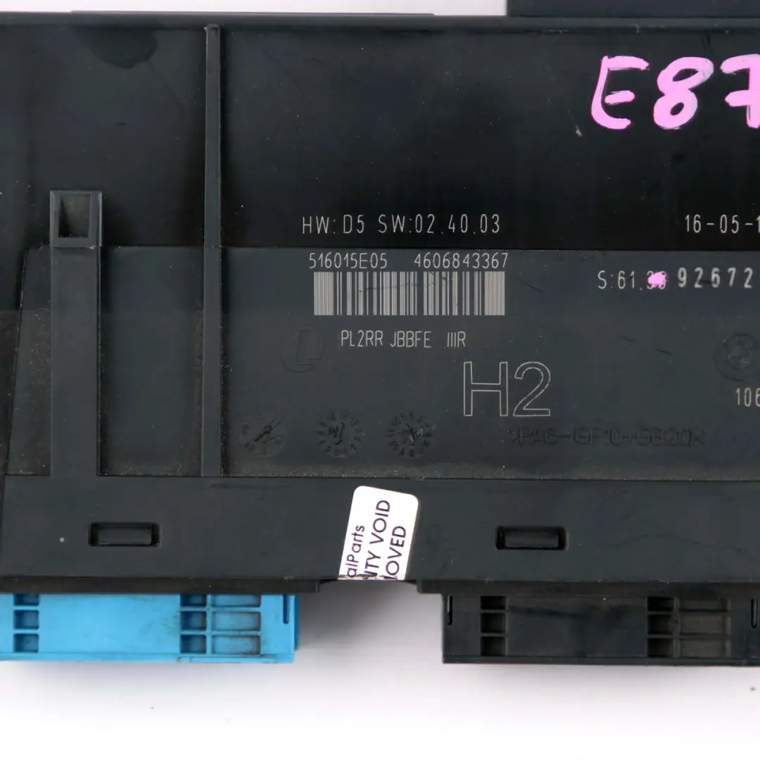 BMW E87 LCI ECU Body Control Modul Anschlussdose H2 PL2RR JBBFE IIIR - SKU 9267205-1 - Teilenummer 9267205