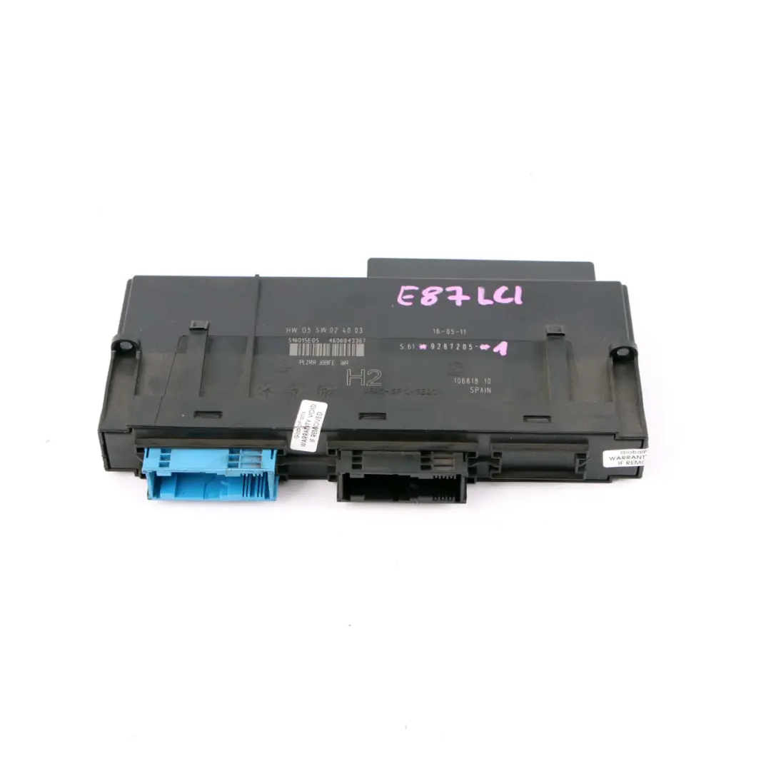 BMW E87 LCI ECU Body Control Modul Anschlussdose H2 PL2RR JBBFE IIIR - SKU 9267205-1 - Teilenummer 9267205