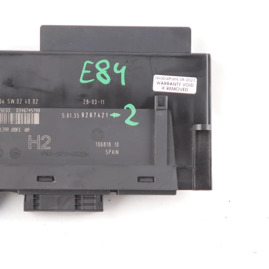 BMW E84 ECU Módulo Control del Cuerpo Caja Conexiones PL2RR JBBFE IIIR - SKU 9267421-2 - Número de pieza 9267421